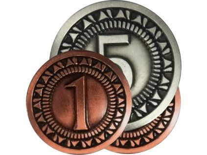 TLAMA games - 5x hodnota "1" a 2x "5" - univerzální mince pro deskové a RPG hry