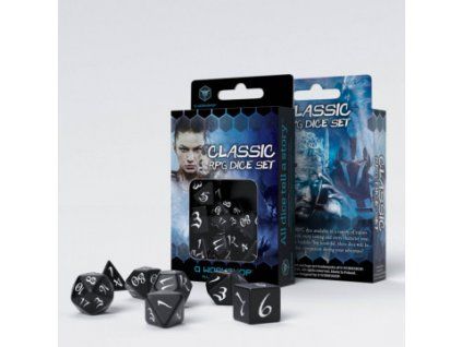 Q-Workshop - Classic RPG Dice Set (7 dice) černá/bílá
