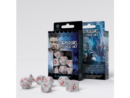 Q-Workshop - Classic RPG Dice Set (7 dice) perleťová/červená