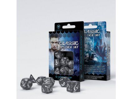 Q-Workshop - Classic RPG Dice Set (7 dice) šedá / bílá